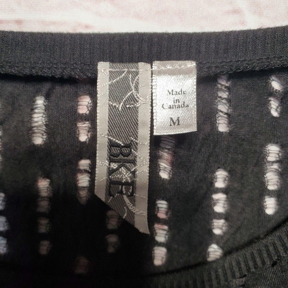 BKE‎ Shirt Womens Medium Black Sheer Burnout Whimigoth Sheer Romantic Layering - Picture 3 of 9
